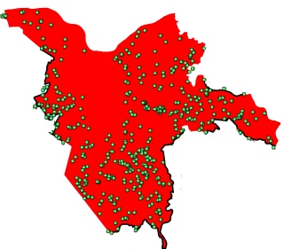 Distribuzione dei maceri nel territorio comunale di Ferrara